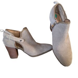 Franco Sarto | suede zip heeled ankle booties
